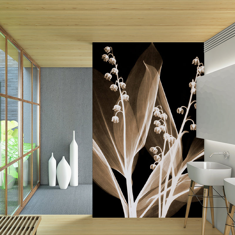 Modern Cape Gooseberry Wall Murals Grey-Coffee Living Room Wall Decor, Custom Made Clearhalo 'Wall Decor' 'Wall Mural' 1284941