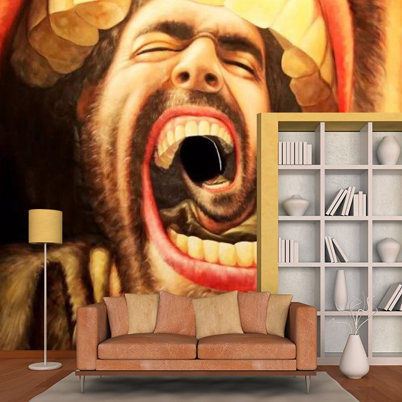 Creative Roaring Man Wall Mural Decal Red-Yellow Boys Room Wall Art, Custom Print Clearhalo 'Wall Decor' 'Wall Mural' 1284956