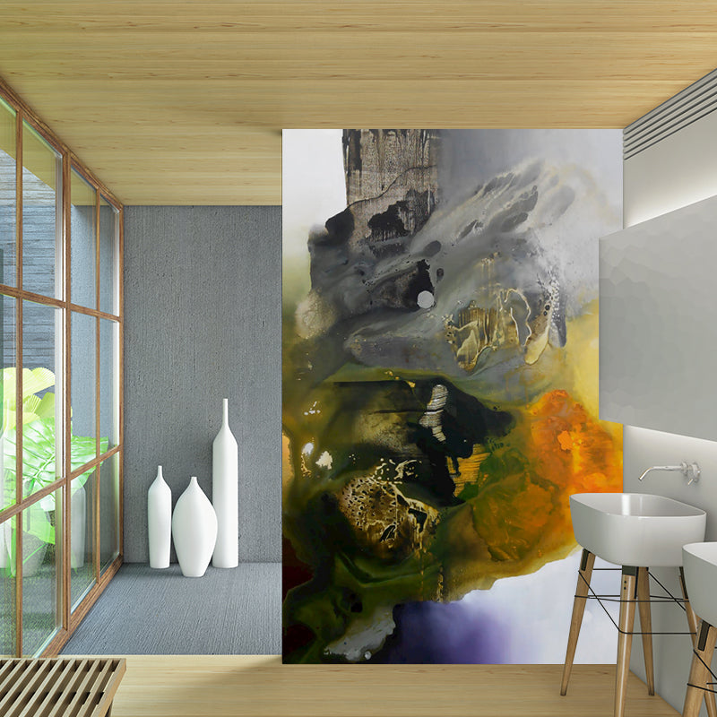 Large Artistic Wall Paper Mural Orange-Grey Abstract Wall Decoration, Custom Made Clearhalo 'Wall Decor' 'Wall Mural' 1285000