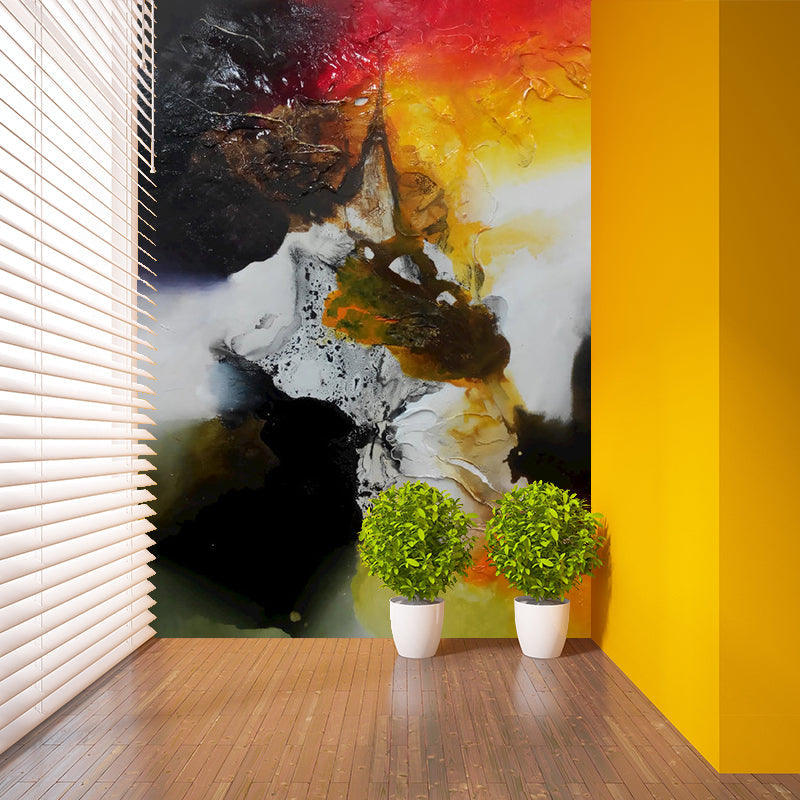 Illustration Abstract Mural Wallpaper for Home Gallery, Orange-Yellow, Customized Size Clearhalo 'Wall Decor' 'Wall Mural' 1285006