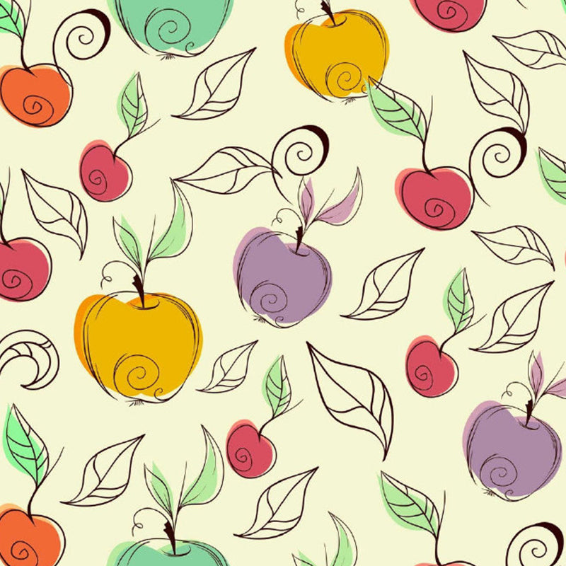 Childrens Art Apple Wall Mural Purple-Yellow Fruit Wall Covering for Kindergarten Clearhalo 'Wall Decor' 'Wall Mural' 1285017