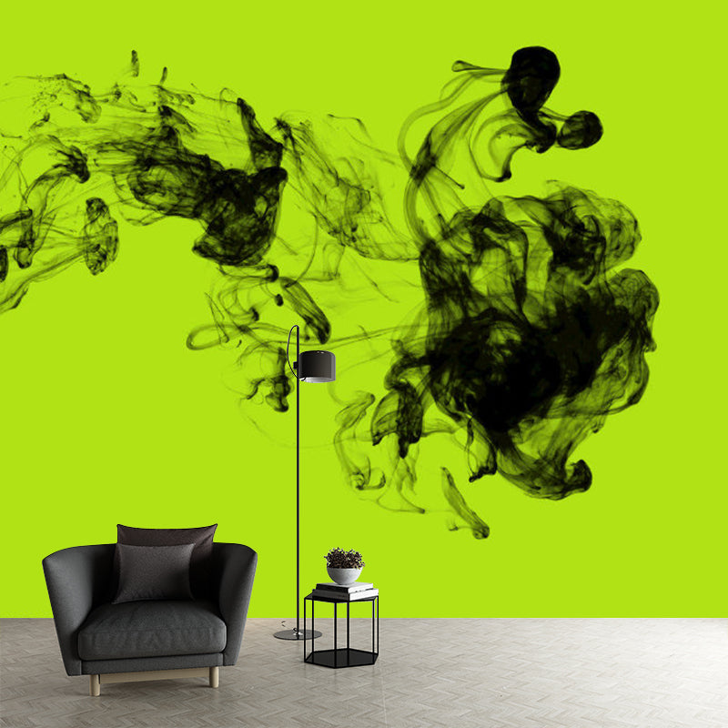 Ink Drops in Water Mural Wallpaper Black-Green Simplicity Wall Decoration for Hallway Black-Green Clearhalo 'Wall Decor' 'Wall Mural' 1285054