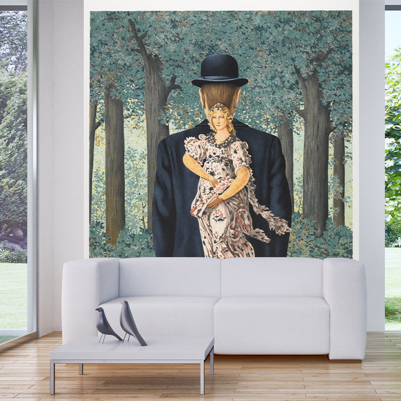 The Prepared Bouquet Mural Wallpaper Black and Blue Surrealist Wall Decor for Home Clearhalo 'Wall Decor' 'Wall Mural' 1285120