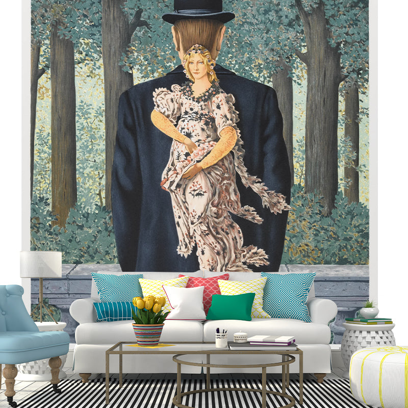 The Prepared Bouquet Mural Wallpaper Black and Blue Surrealist Wall Decor for Home Clearhalo 'Wall Decor' 'Wall Mural' 1285121