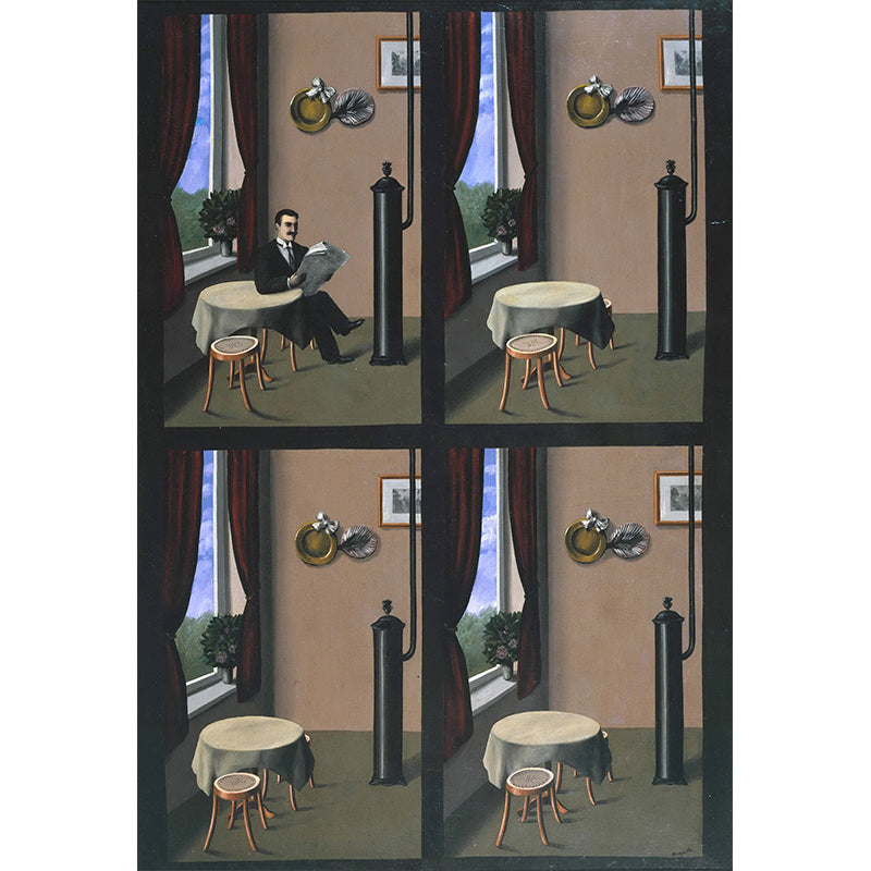 Personalized Illustration Surreal Murals with Man Reading A Newspaper Pattern in Brown Clearhalo 'Wall Decor' 'Wall Mural' 1285127