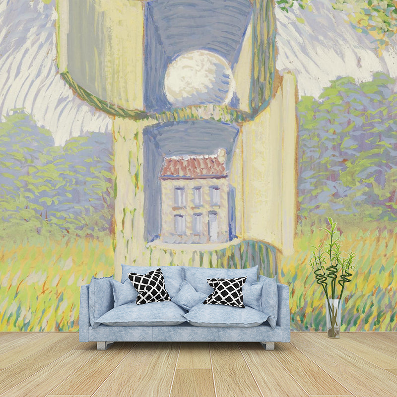 La Voix Du Sang Murals Wallpaper Surreal Non-Woven Fabric Wall Decor in Pastel Color Clearhalo 'Wall Decor' 'Wall Mural' 1285190