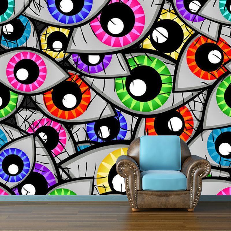 Novelty Eyes Painting Wall Mural Multicolored Waterproofing Wall Art for Home Decor Red-Yellow-Blue-Green Clearhalo 'Wall Decor' 'Wall Mural' 1285214