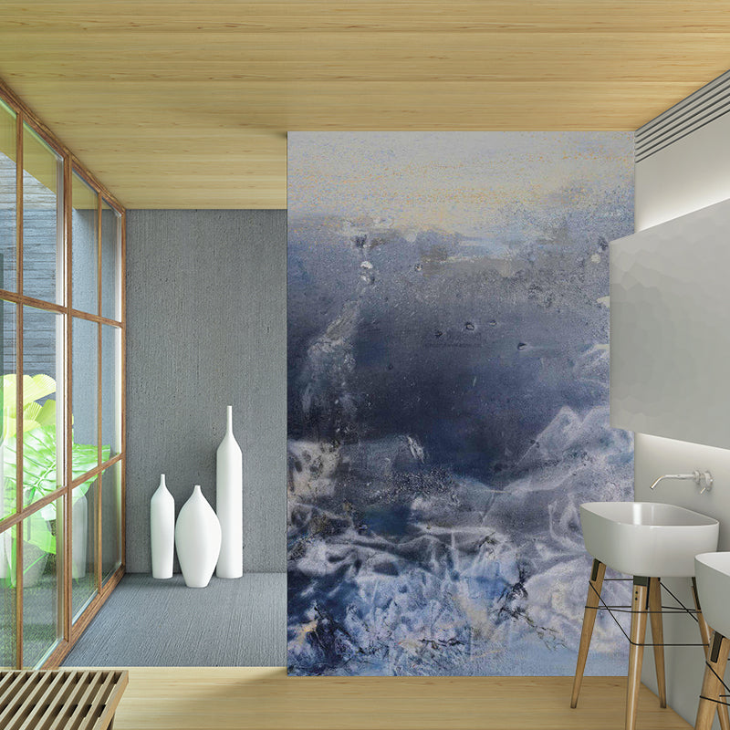 Abstract Mountain Landscape Mural Decal Artistry Smooth Surface Wall Art in Grey-Blue Clearhalo 'Wall Decor' 'Wall Mural' 1285268