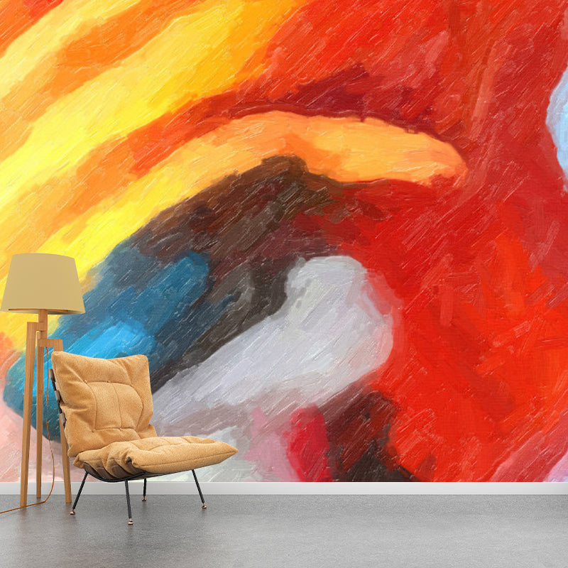 Whole Art Deco Mural Wallpaper Red-Yellow-Blue Oil Drawing Wall Covering, Custom Made Red-Yellow-Blue Clearhalo 'Wall Decor' 'Wall Mural' 1285362