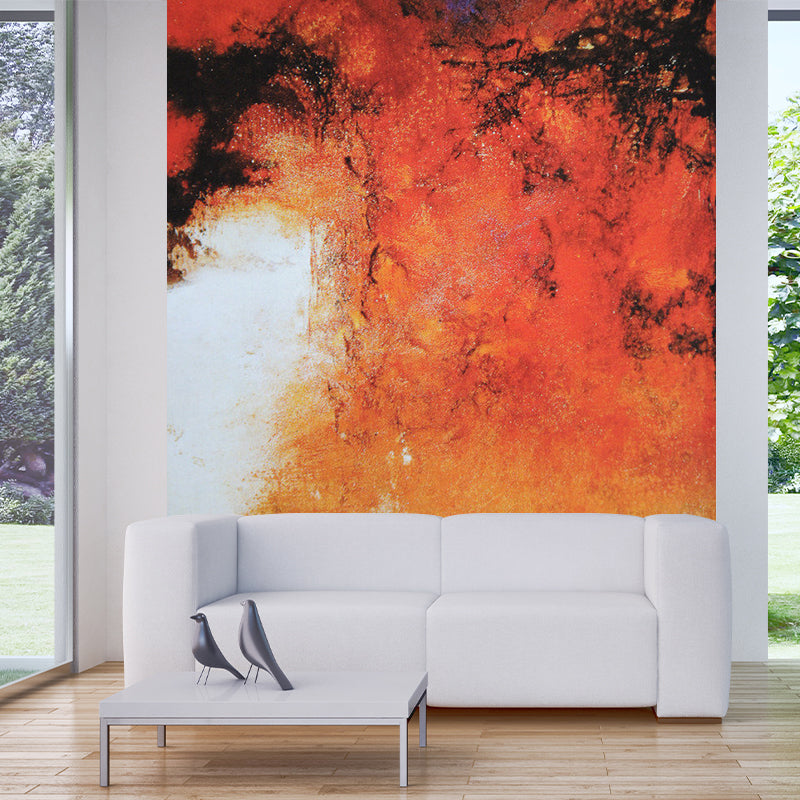 Black-Orange Abstract Wallpaper Mural Artistic Waterproof Wall Covering for Living Room Clearhalo 'Wall Decor' 'Wall Mural' 1285373