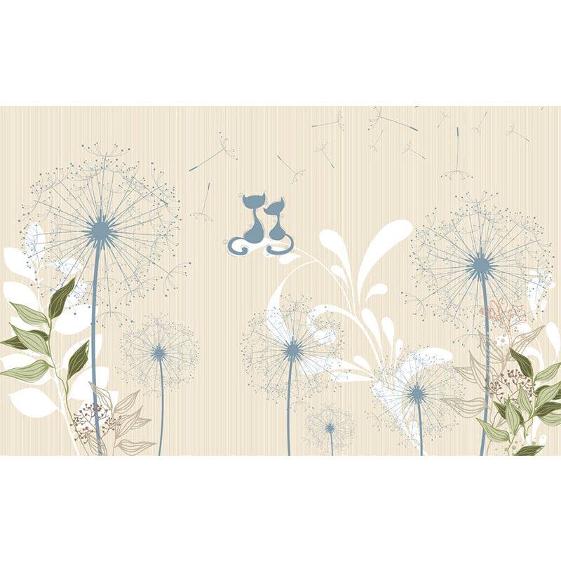 Plants Dandelion Wall Covering Mural Contemporary Non-Woven Fabric Wall Art in Yellow-Blue Clearhalo 'Wall Decor' 'Wall Mural' 1285420