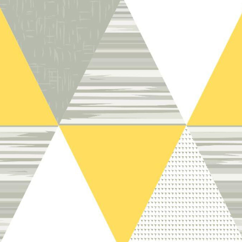 Large Triangle Patterned Mural Wallpaper Grey-Yellow Non-Woven Wall Art, Stain Resistant, Custom Print Clearhalo 'Wall Decor' 'Wall Mural' 1285425