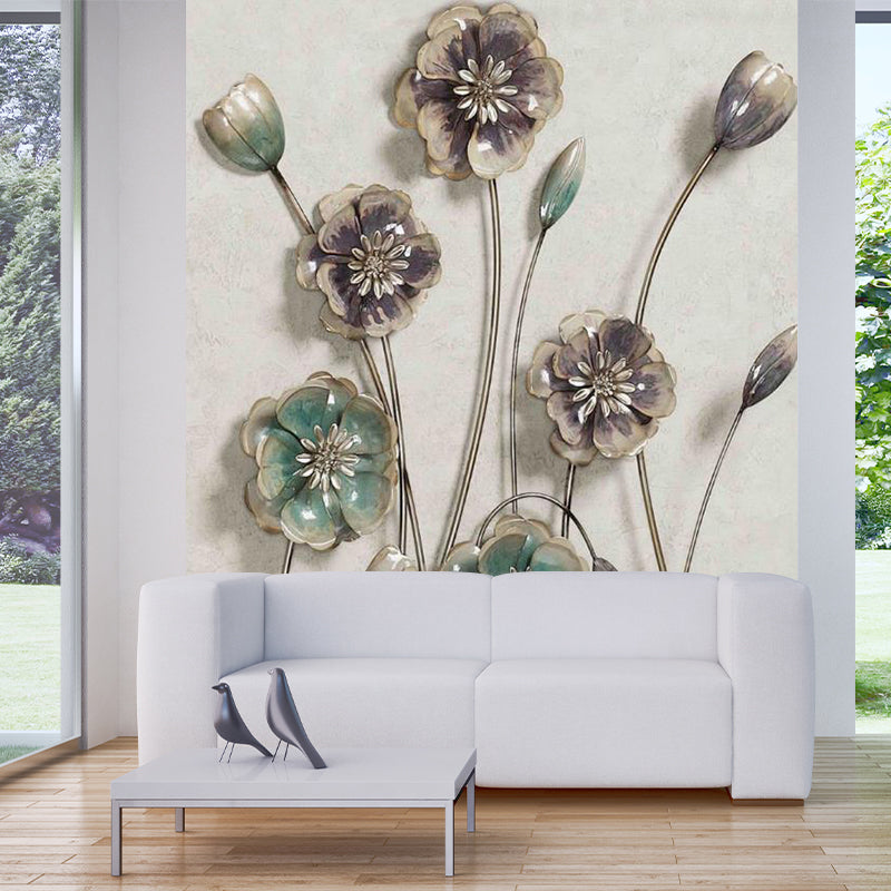 Ceramic Flower Look Mural Decal Artistry Stain Resistant Living Room Wall Decor, Personalized Size Clearhalo 'Wall Decor' 'Wall Mural' 1285438