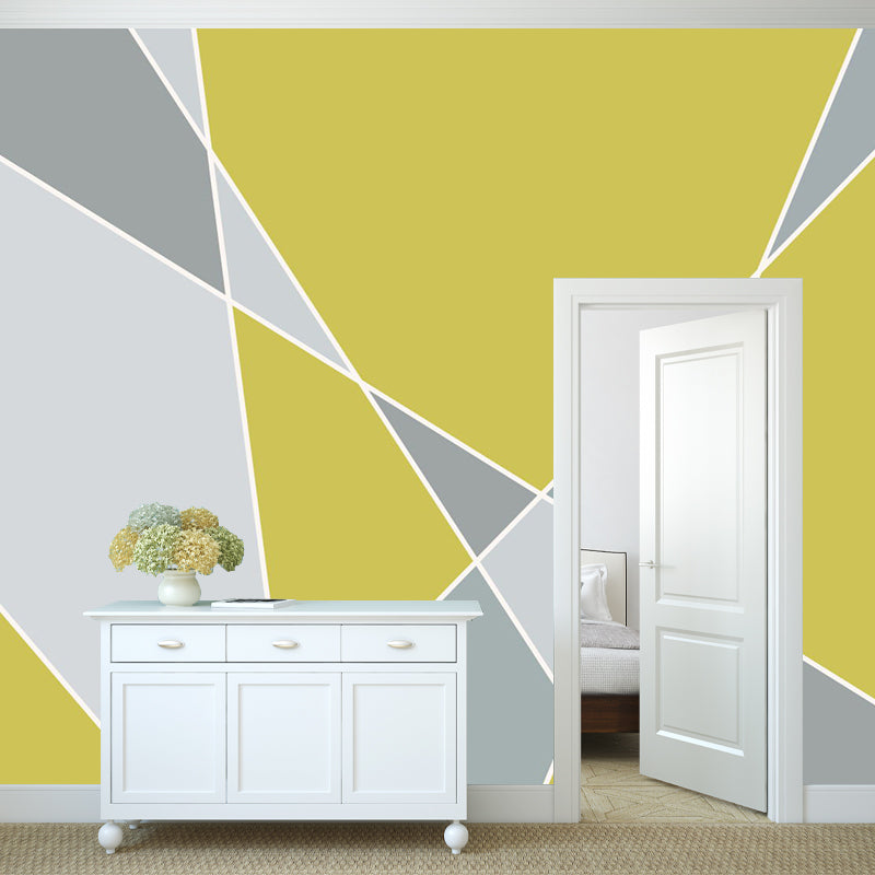 Grey-Yellow Modern Art Murals Large Size Geometric Wall Decoration for Living Room Gray-Yellow Clearhalo 'Wall Decor' 'Wall Mural' 1285472