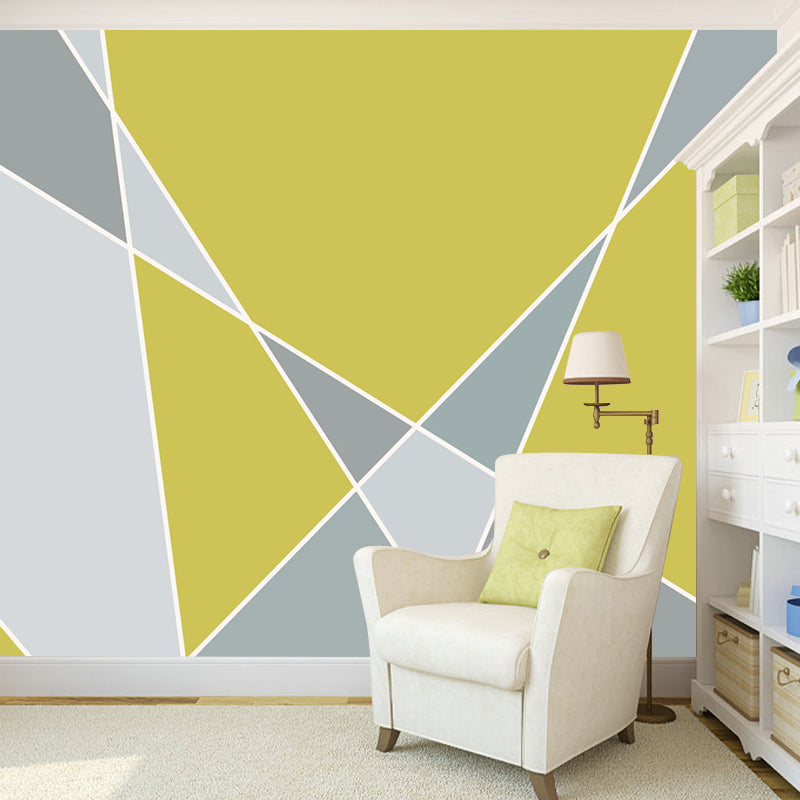 Grey-Yellow Modern Art Murals Large Size Geometric Wall Decoration for Living Room Clearhalo 'Wall Decor' 'Wall Mural' 1285474