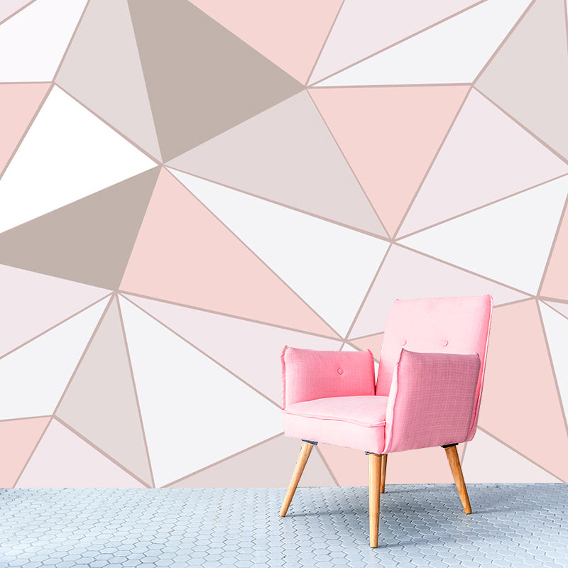 Modern 3D Geometric Wallpaper Murals Grey and Pink Water-Proof Wall Art for Home Gray-Pink Clearhalo 'Wall Decor' 'Wall Mural' 1285477