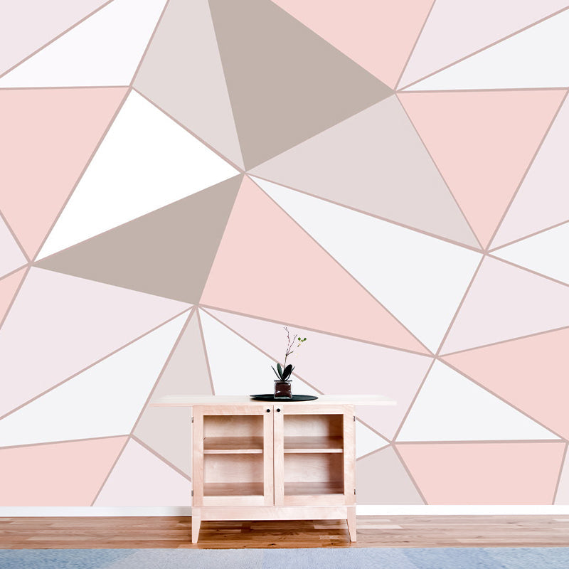 Modern 3D Geometric Wallpaper Murals Grey and Pink Water-Proof Wall Art for Home Clearhalo 'Wall Decor' 'Wall Mural' 1285478