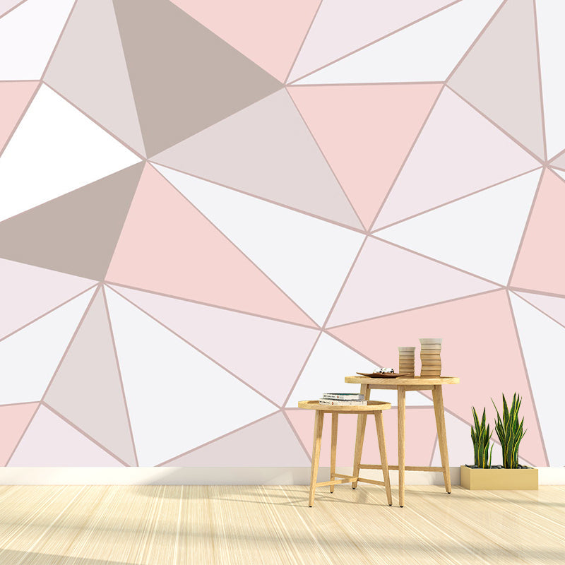 Modern 3D Geometric Wallpaper Murals Grey and Pink Water-Proof Wall Art for Home Clearhalo 'Wall Decor' 'Wall Mural' 1285479