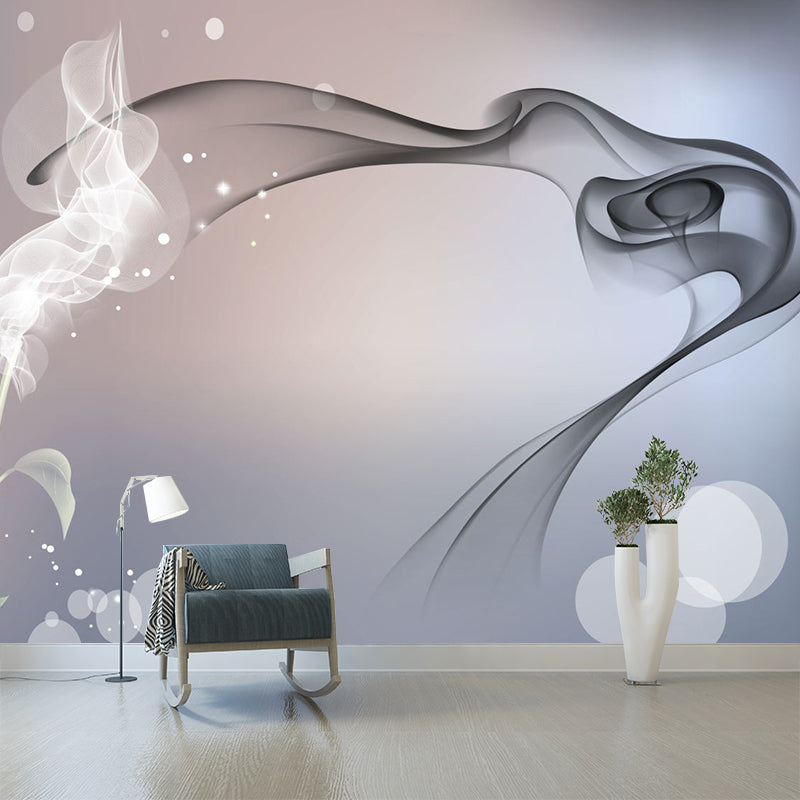 Minimalist Floral Wall Paper Mural for Bedroom Custom Size Wall Decor in Grey-Pink Clearhalo 'Wall Decor' 'Wall Mural' 1285498