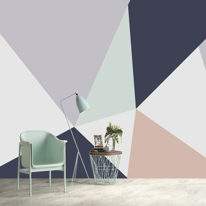 Triangle Patterned Mural Decal Grey-Blue Mid Century Wall Covering for Living Room Gray-Blue Clearhalo 'Wall Decor' 'Wall Mural' 1285507
