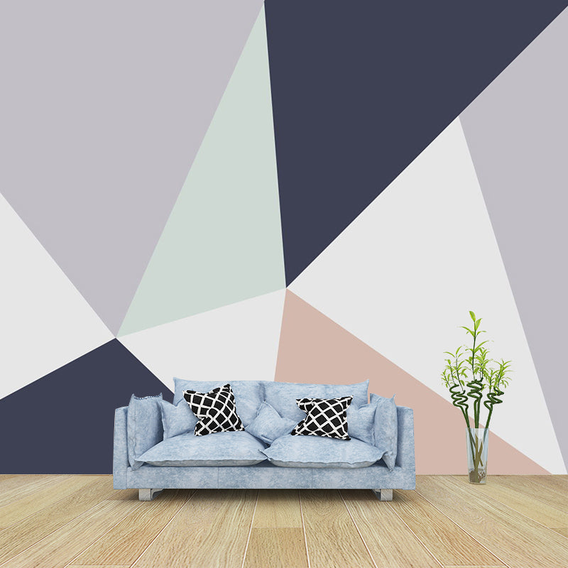 Triangle Patterned Mural Decal Grey-Blue Mid Century Wall Covering for Living Room Clearhalo 'Wall Decor' 'Wall Mural' 1285508