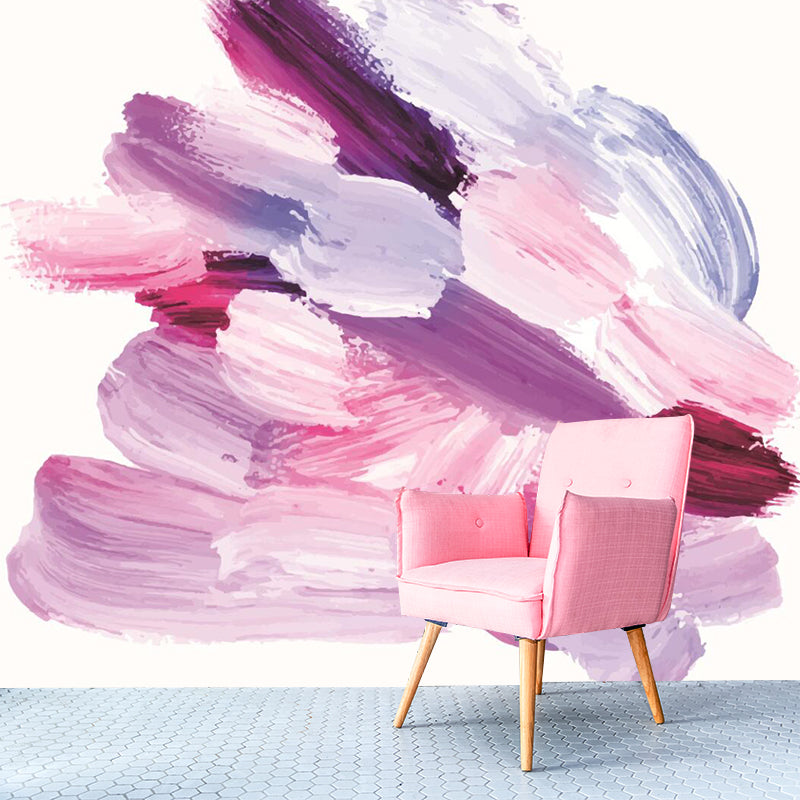 Whole Brush Stroke Floral Mural Waterproof Artistry Bedroom Wall Covering in Pink Pink Clearhalo 'Wall Decor' 'Wall Mural' 1285537