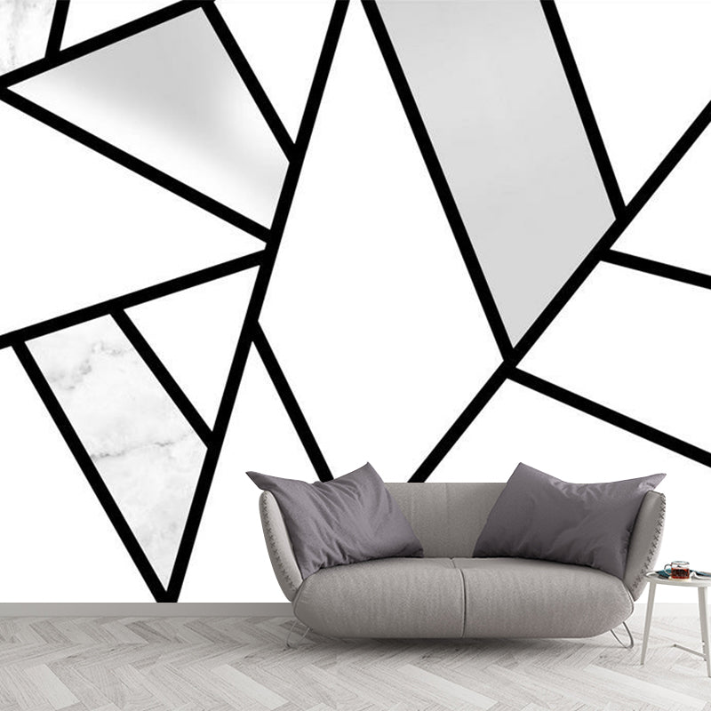 Geometry Line Art Wall Mural Decal Minimalist Non-Woven Cloth Wall Decor in Black-White Black-White Clearhalo 'Wall Decor' 'Wall Mural' 1289041