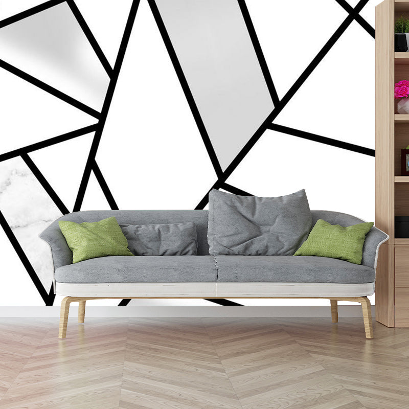 Geometry Line Art Wall Mural Decal Minimalist Non-Woven Cloth Wall Decor in Black-White Clearhalo 'Wall Decor' 'Wall Mural' 1289042