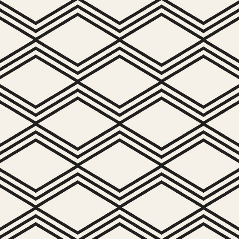 Large Rhombus Seamless Pattern Murals Minimalistic Geometry Wall Art in Black-White Clearhalo 'Wall Decor' 'Wall Mural' 1289119