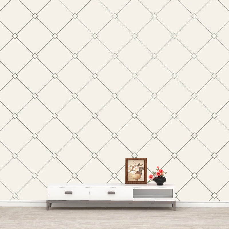 Simplicity Trellis Wall Paper Murals for Living Room Customized Wall Covering in Beige Clearhalo 'Wall Decor' 'Wall Mural' 1289122