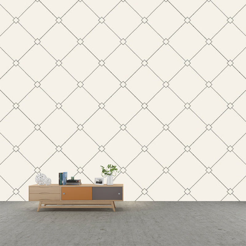 Simplicity Trellis Wall Paper Murals for Living Room Customized Wall Covering in Beige Clearhalo 'Wall Decor' 'Wall Mural' 1289123