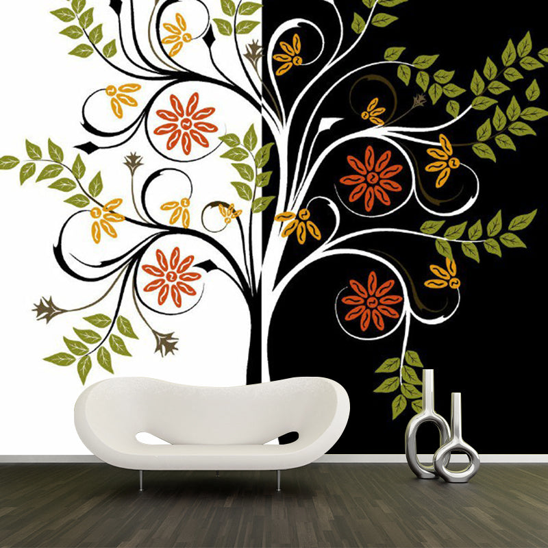 Green-Black Tree Murals Botanical Modern Art Stain Resistant Wall Decor for Bedroom Green-Black Clearhalo 'Wall Decor' 'Wall Mural' 1289181