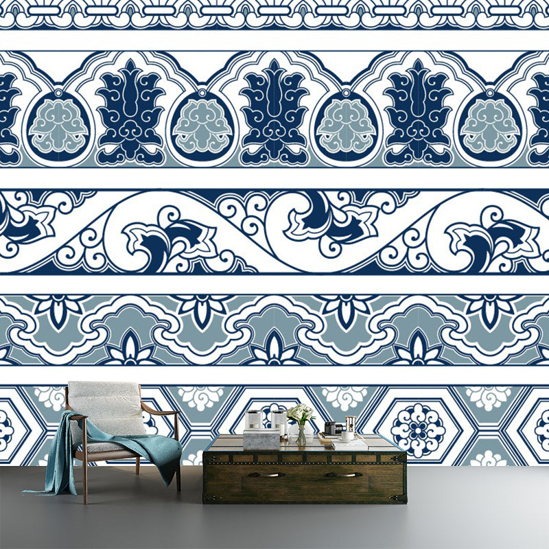 Blue Bohemian Murals Wallpaper Whole Seamless Pattern Wall Decor for Living Room Blue Clearhalo 'Wall Decor' 'Wall Mural' 1289226