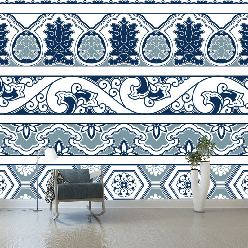 Blue Bohemian Murals Wallpaper Whole Seamless Pattern Wall Decor for Living Room Clearhalo 'Wall Decor' 'Wall Mural' 1289227