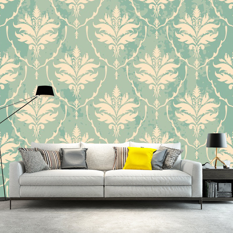 Large Boho-Chic Wallpaper Murals Yellow and Green Flower-Like Wall Decor, Made to Measure Clearhalo 'Wall Decor' 'Wall Mural' 1289282