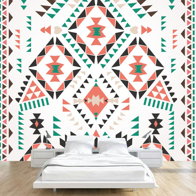 Full Size Triangle Wall Mural Boho Imaginative Geometry Wall Covering in Red-Green Clearhalo 'Wall Decor' 'Wall Mural' 1289288