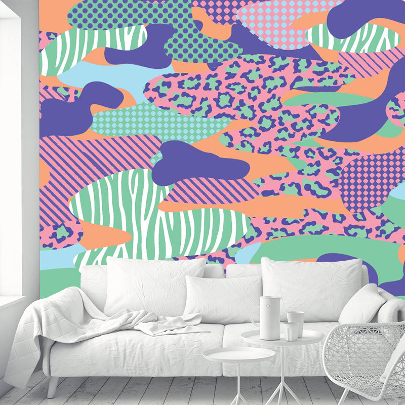 Bohemian Abstract Pattern Wall Murals Purple-Green Geometric Wall Covering for Accent Wall Purple-Green Clearhalo 'Wall Decor' 'Wall Mural' 1289301