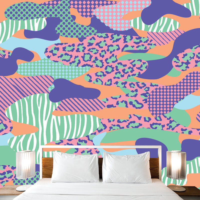 Bohemian Abstract Pattern Wall Murals Purple-Green Geometric Wall Covering for Accent Wall Clearhalo 'Wall Decor' 'Wall Mural' 1289302