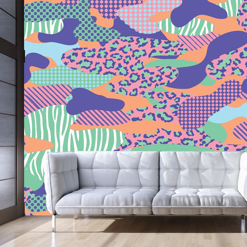 Bohemian Abstract Pattern Wall Murals Purple-Green Geometric Wall Covering for Accent Wall Clearhalo 'Wall Decor' 'Wall Mural' 1289303