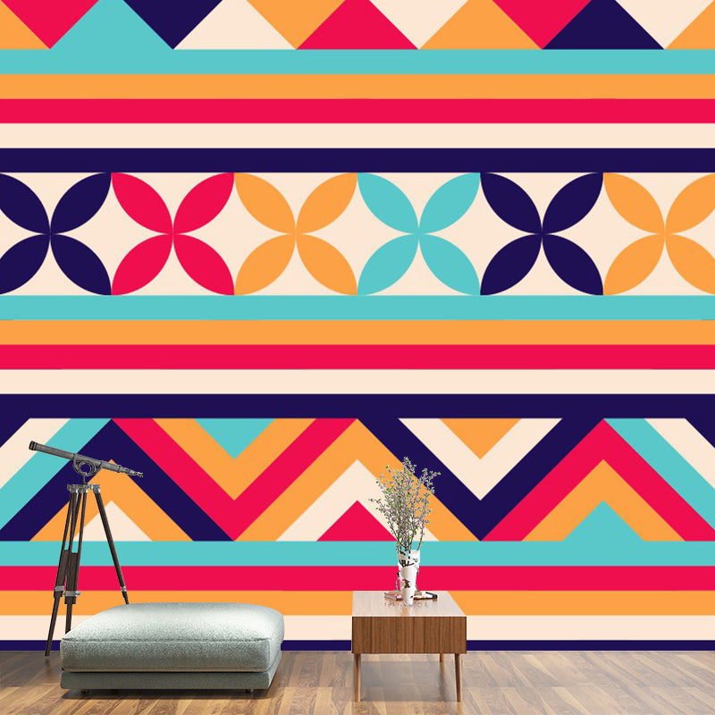 Color-Block Geometry Mural Wallpaper Bohemia Moisture Resistant Bedroom Wall Decor, Custom Size Clearhalo 'Wall Decor' 'Wall Mural' 1289362