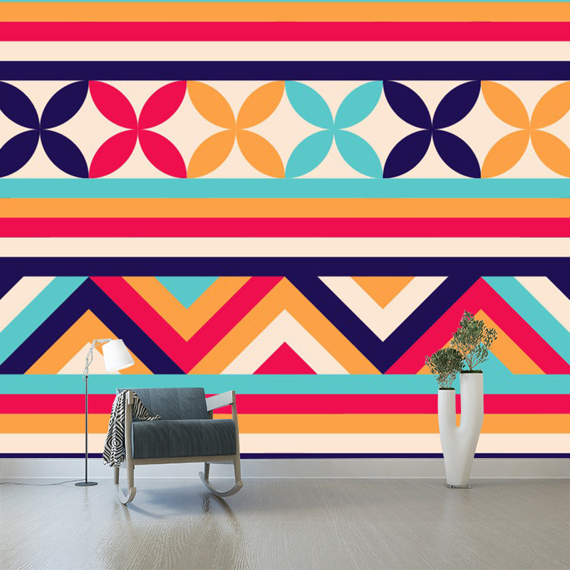 Color-Block Geometry Mural Wallpaper Bohemia Moisture Resistant Bedroom Wall Decor, Custom Size Clearhalo 'Wall Decor' 'Wall Mural' 1289363