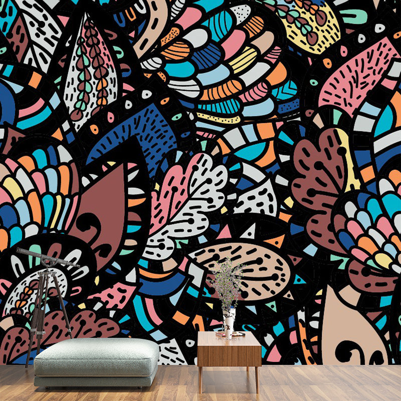 Bohemia Abstract Butterfly Murals Multicolored Moisture Resistant Wall Decor for Bedroom Clearhalo 'Wall Decor' 'Wall Mural' 1289383