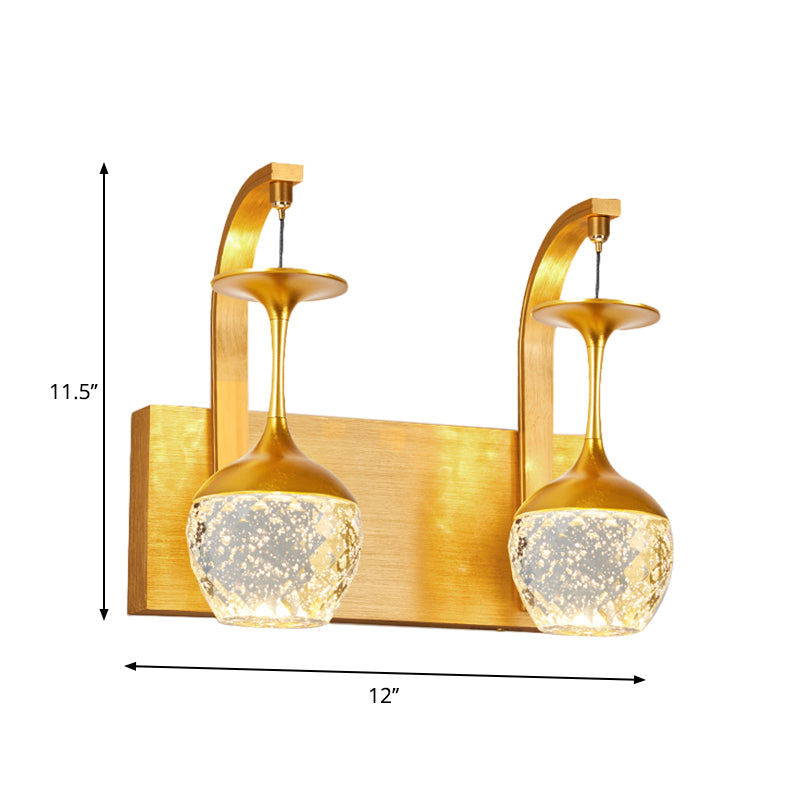 1/2 Head Wall Mounted Lamp with Taper Crystal Traditional Parlour Wall Sconce Lighting in Gold Clearhalo 'Wall Lamps & Sconces' 'Wall Lights' Lighting' 1289775