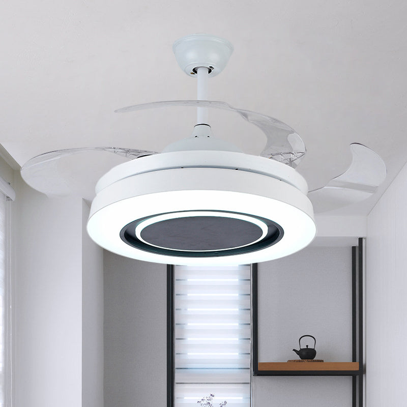 White Drum-Shape Pendant Fan Lamp Minimalism 42