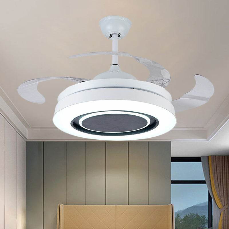 White Drum-Shape Pendant Fan Lamp Minimalism 42