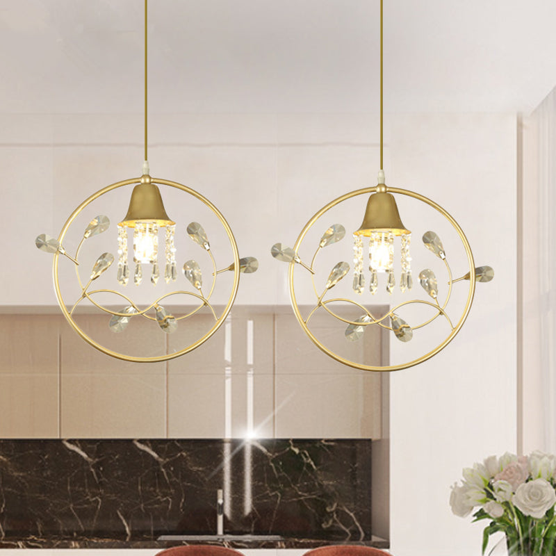 Bird/Flower Sleeping Room Suspension Light Modern Crystal Stands 1 Bulb Gold Hanging Lamp Kit Clearhalo 'Ceiling Lights' 'Modern Pendants' 'Modern' 'Pendant Lights' 'Pendants' Lighting' 1290138