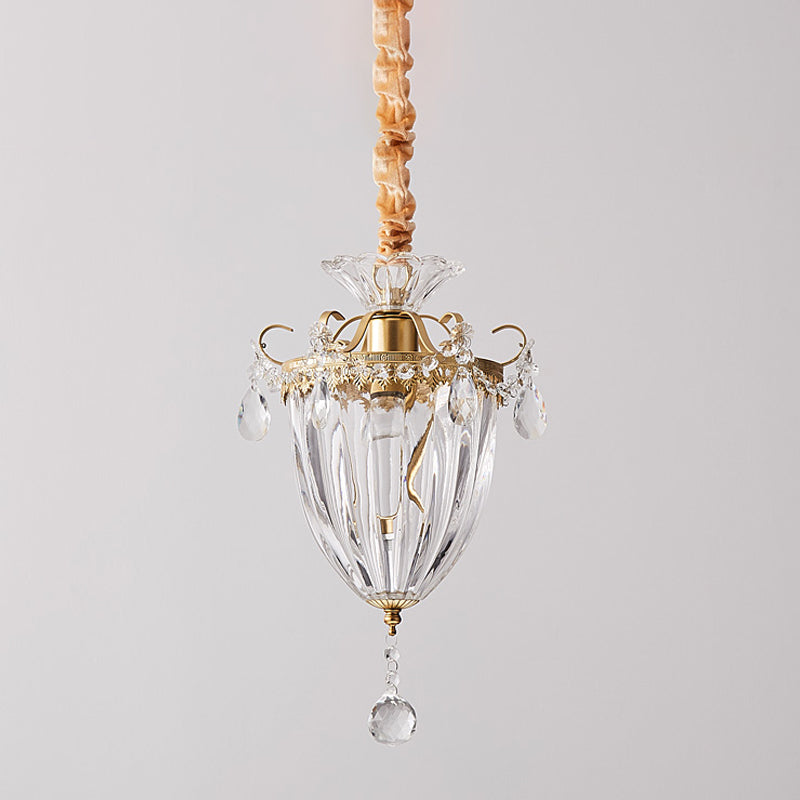 Gold 1 Head Down Lighting Pendant Contemporary Crystal Lantern Suspension Lamp for Parlour Clearhalo 'Ceiling Lights' 'Modern Pendants' 'Modern' 'Pendant Lights' 'Pendants' Lighting' 1290145