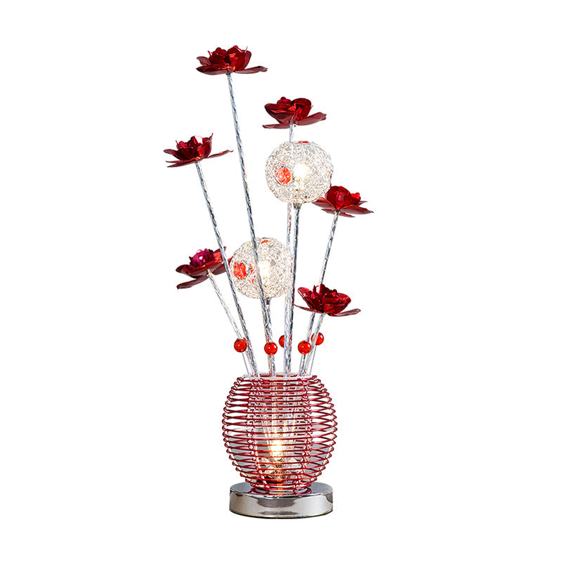 Pink/Red LED Rose Table Light Decorative Aluminum Spherical Decorative Nightstand Lamp for Bedroom Clearhalo 'Lamps' 'Table Lamps' Lighting' 1290347