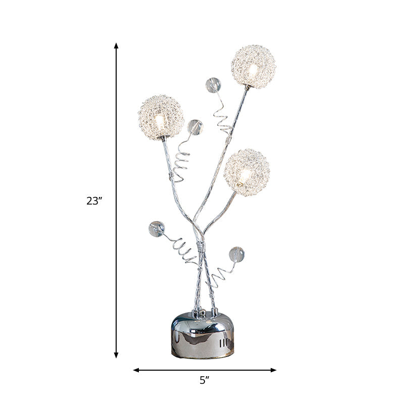 Metal Silver Desk Lamp Branching LED Art Decor Night Table Light with Dandelion and Modo Detail Clearhalo 'Lamps' 'Table Lamps' Lighting' 1290356