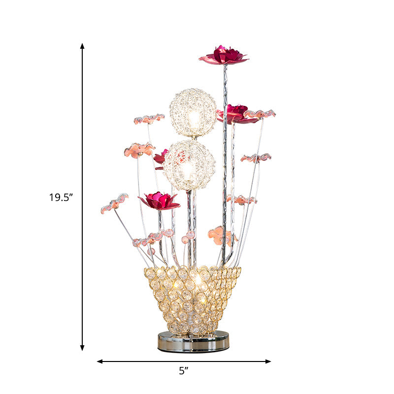 Art Decor Rose and Dandelion Night Light LED Ironic Desk Lighting with Inserted Crystal Vase in Gold Clearhalo 'Lamps' 'Table Lamps' Lighting' 1290365